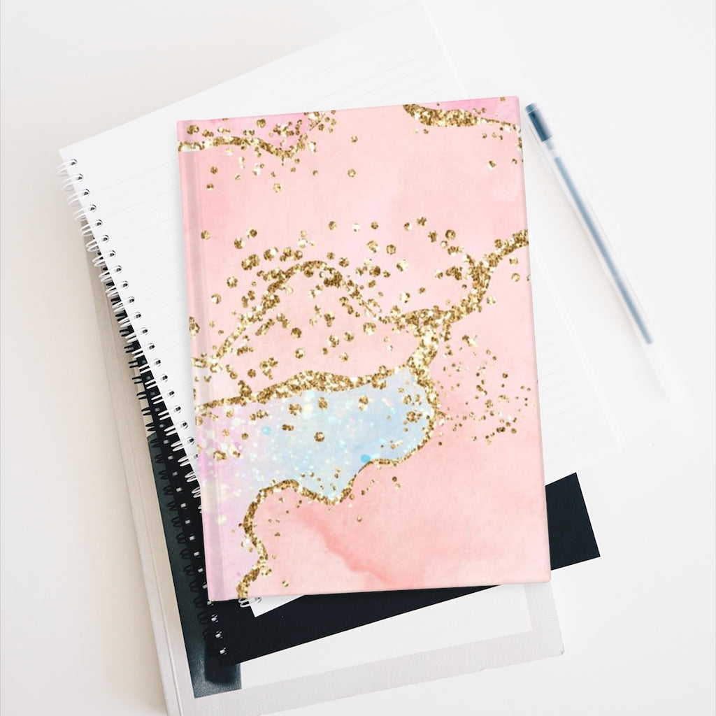 GLITTER WAVE CRYSTAL/PINK PEARLIZED LOOK JOURNAL - Ruled Line