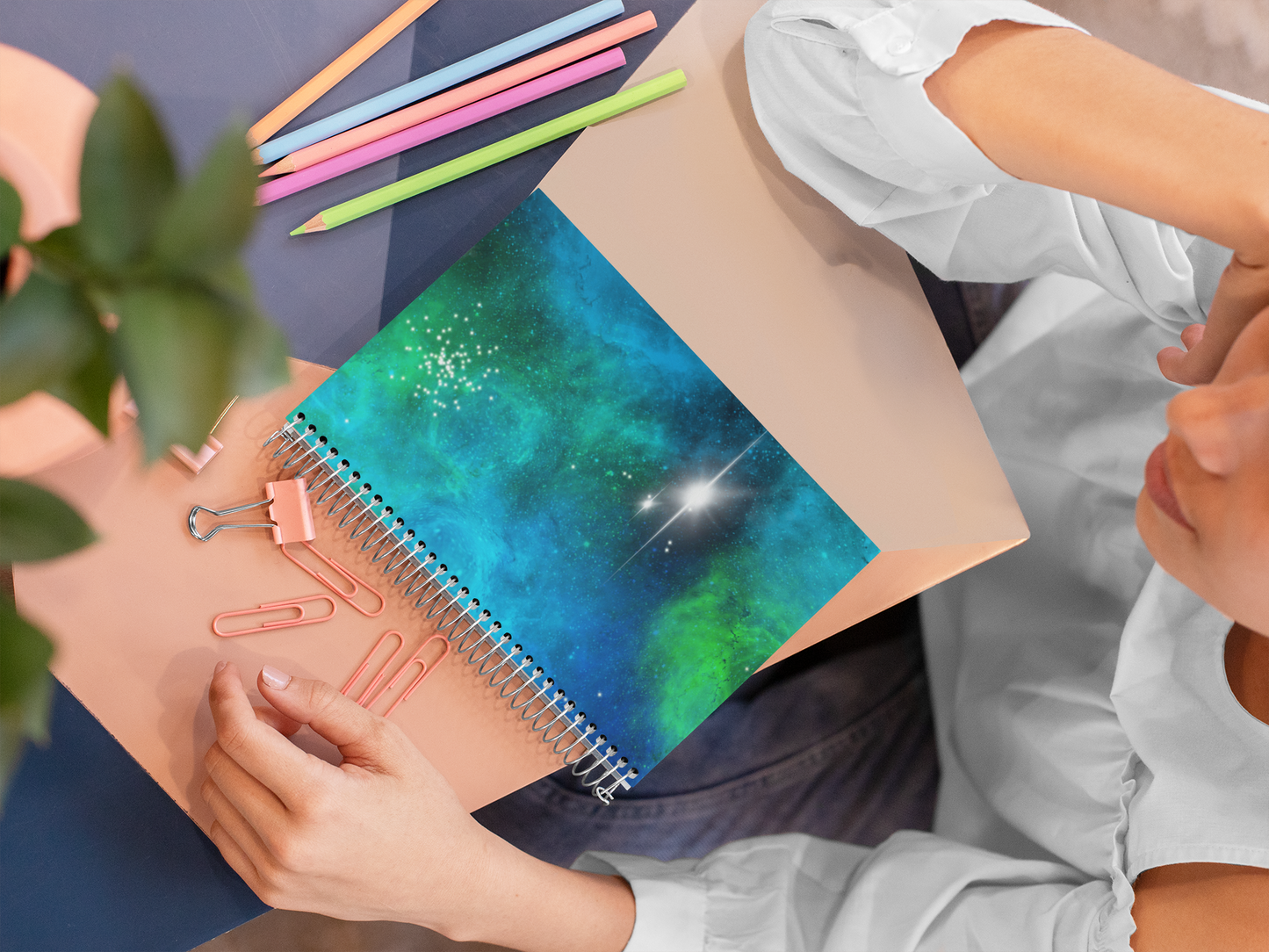Celestial Cosmic Galaxy Spiral Notebook - Ruled Line